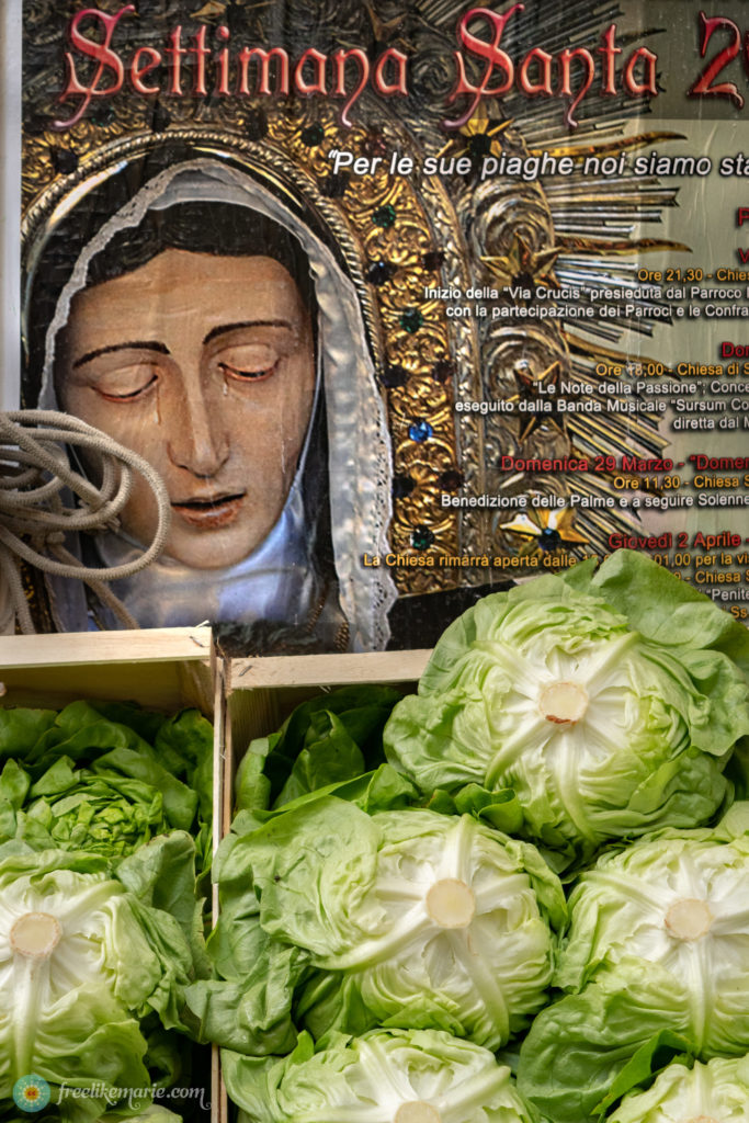 Maria and Lettuce Market Sicily
