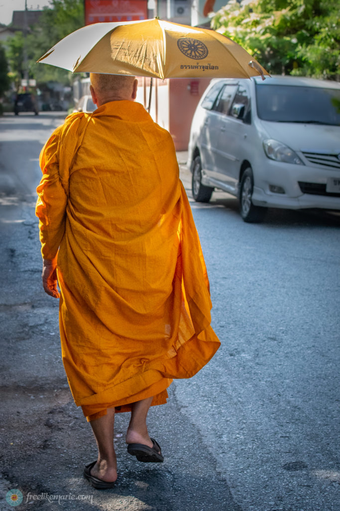 Monk Walking in Chiang Mai Thailand