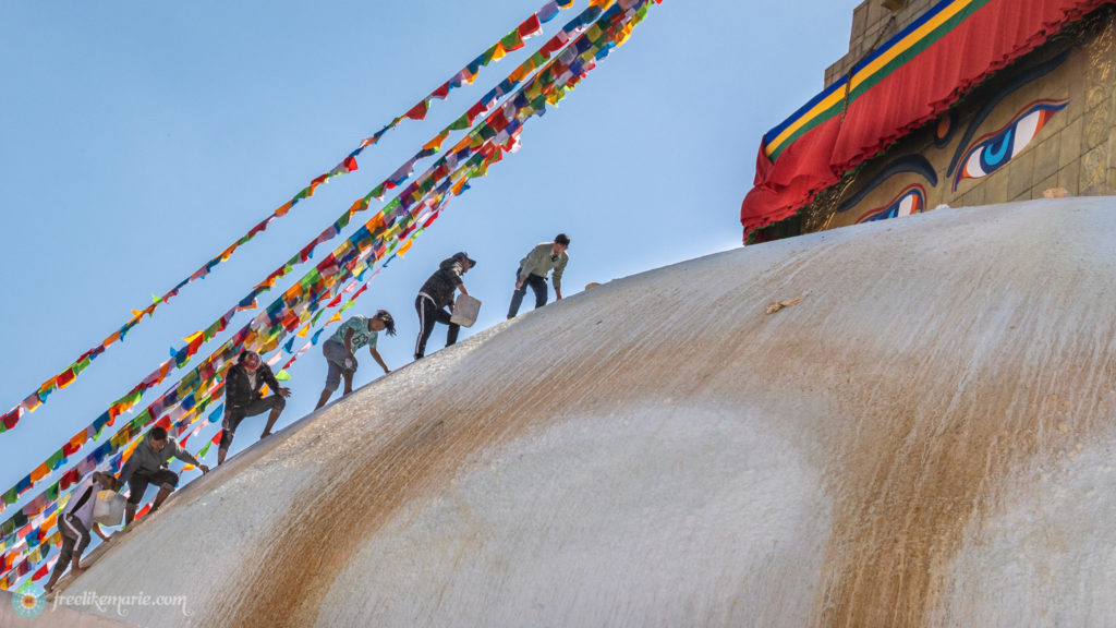 Workers on the Buddha Stupa