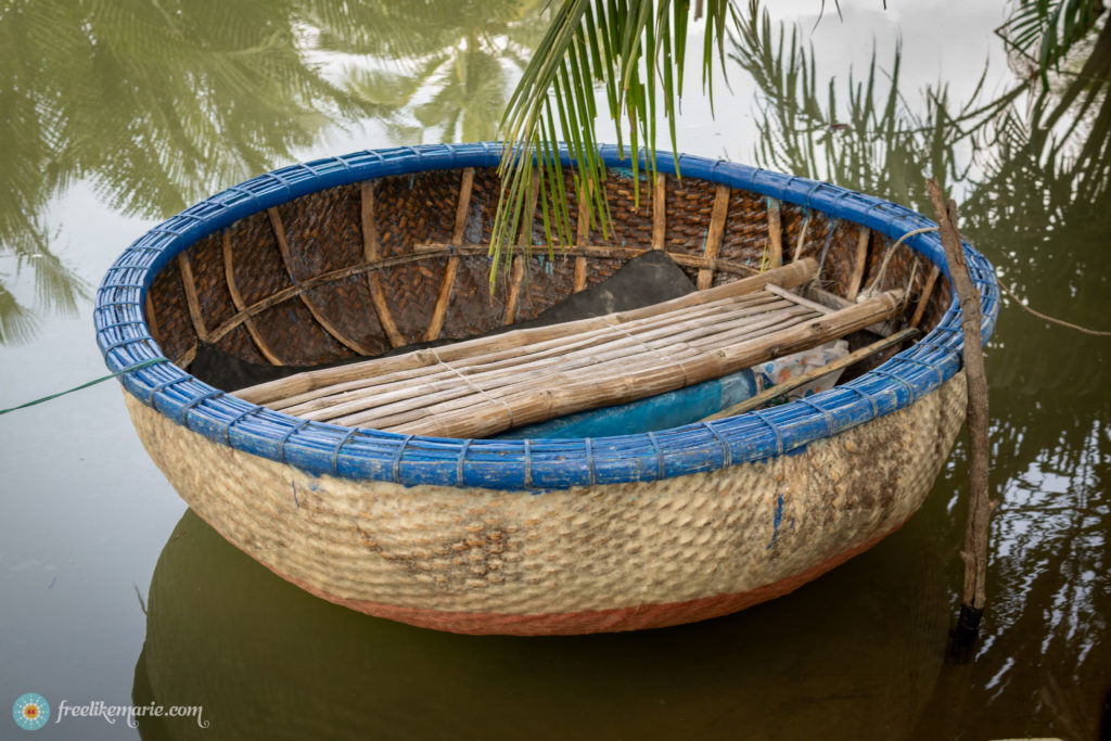 Traditional Round Basket Boat Hoi An Vietnam