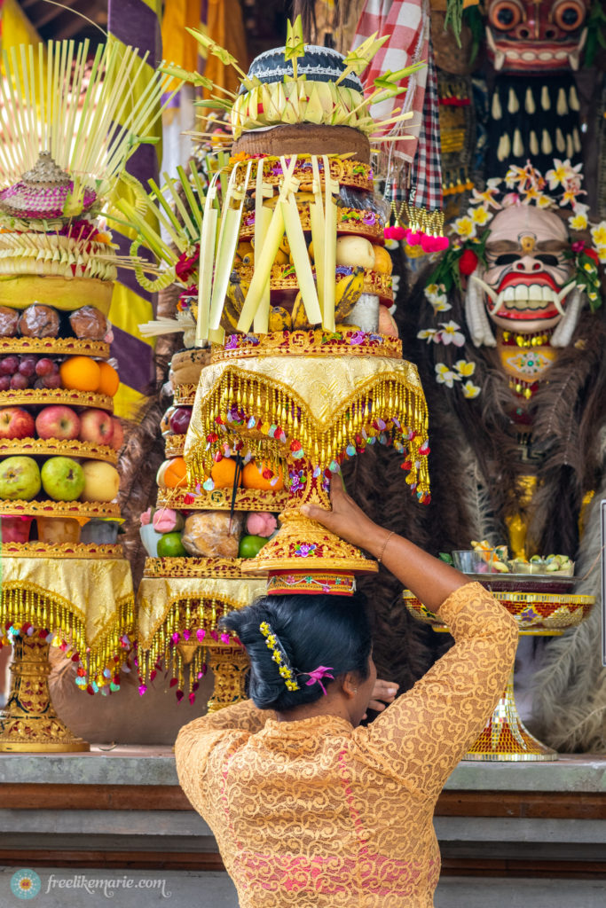 Woman Offering in Bali Temple