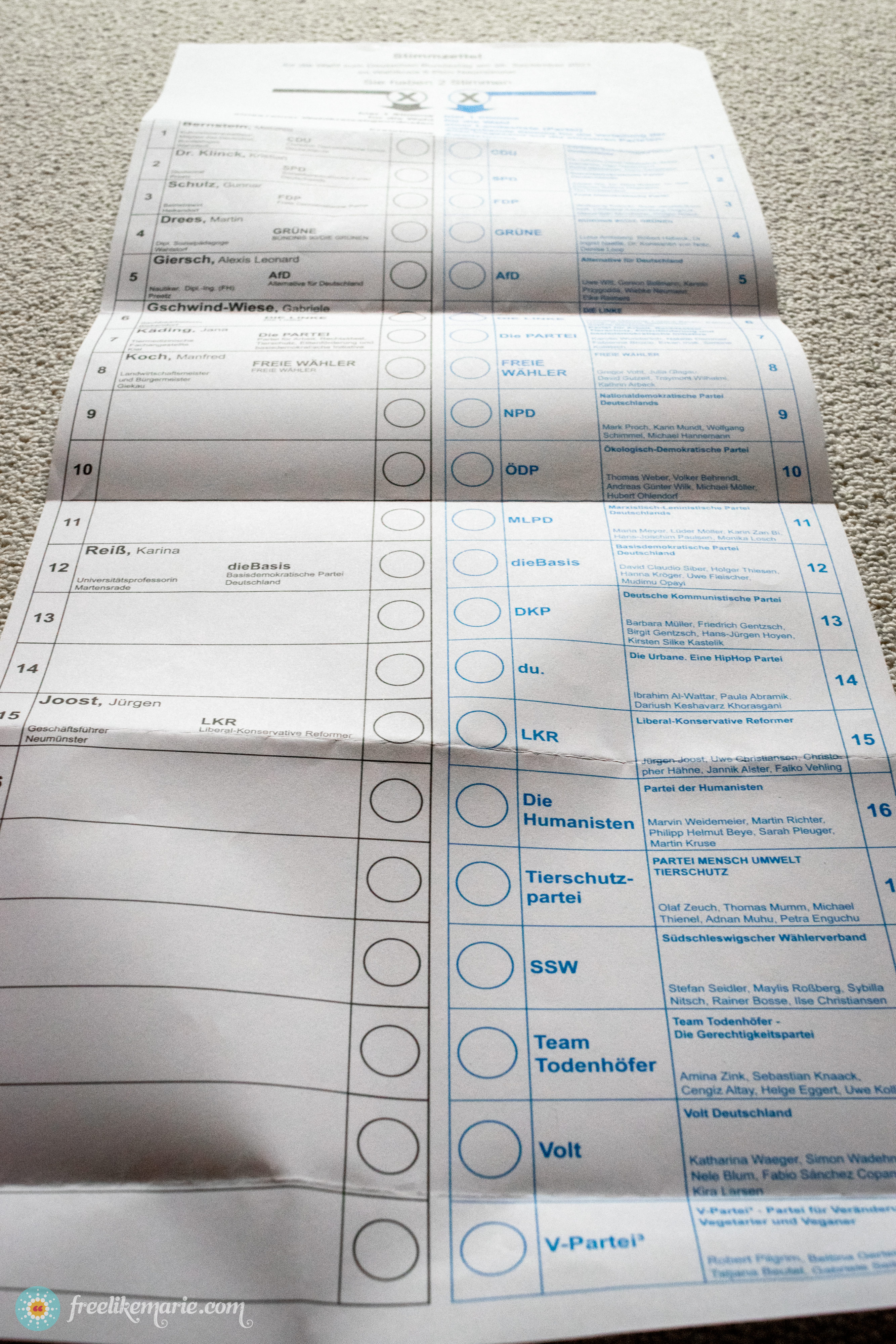 Ballot Paper Election 2021