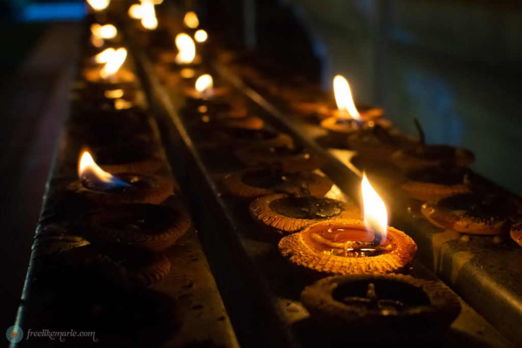 Candles in Wat Phrathat Haripunchai Lamphun Thailand